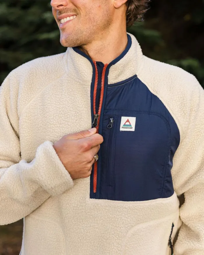 Passenger Tops Offgrid 20 12 Zip Recycled Sherpa Fleece OatmealNavy Oatmealnavy 8211 Men