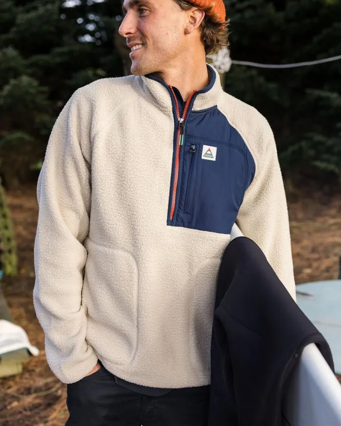 Passenger Tops Offgrid 20 12 Zip Recycled Sherpa Fleece OatmealNavy Oatmealnavy 8211 Men