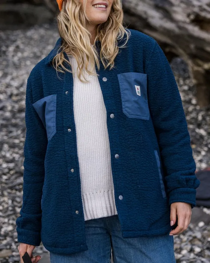 Passenger Tops Rappel Recycled Sherpa Oversized Shirt Dark Denim Dark Denim 8211 Women