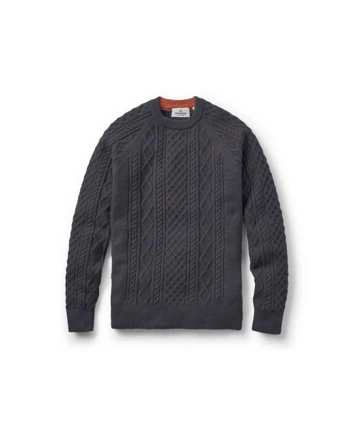 Passenger Tops Sandbar Cable Knitted Jumper Charcoal Charcoal 8211 Men