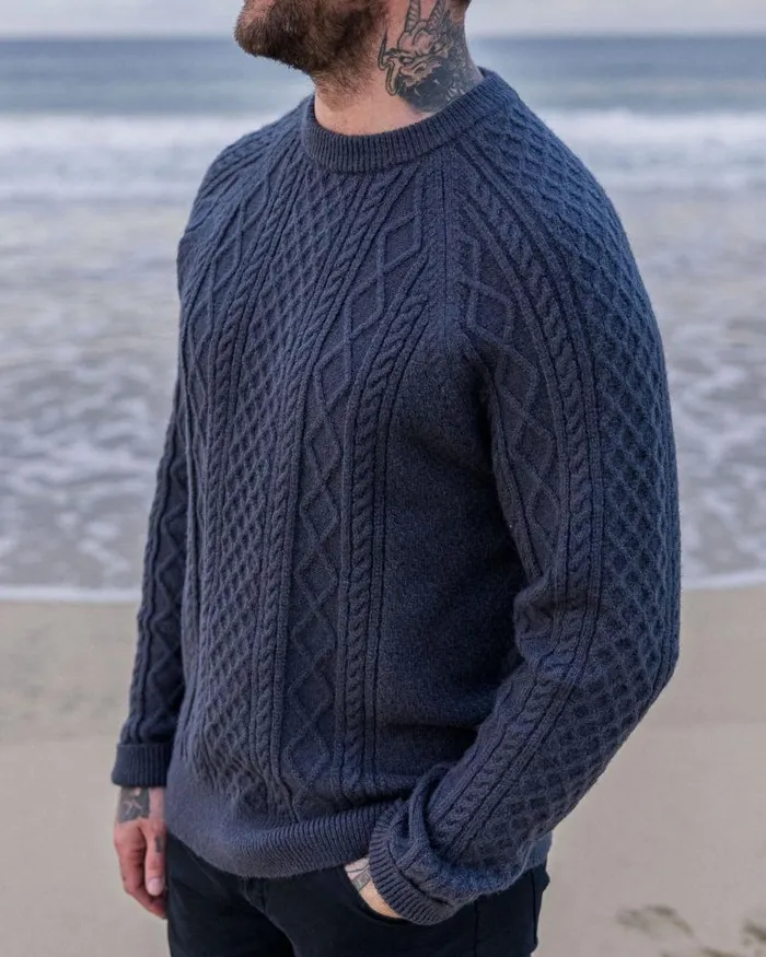 Passenger Tops Sandbar Cable Knitted Jumper Charcoal Charcoal 8211 Men