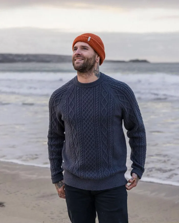Passenger Tops Sandbar Cable Knitted Jumper Charcoal Charcoal 8211 Men