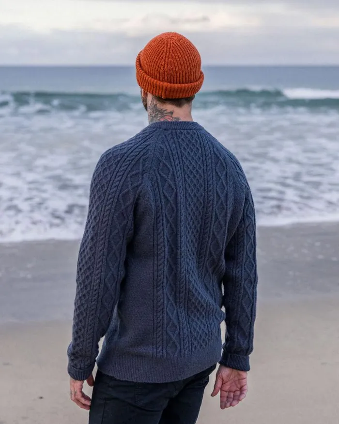 Passenger Tops Sandbar Cable Knitted Jumper Charcoal Charcoal 8211 Men