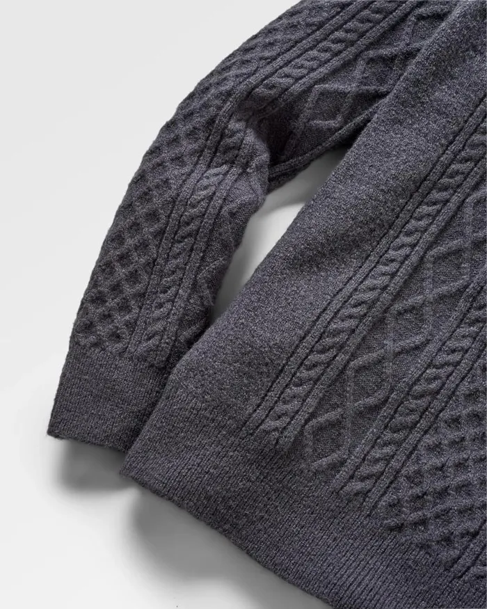 Passenger Tops Sandbar Cable Knitted Jumper Charcoal Charcoal 8211 Men