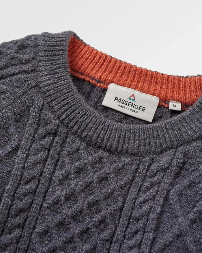 Passenger Tops Sandbar Cable Knitted Jumper Charcoal Charcoal 8211 Men