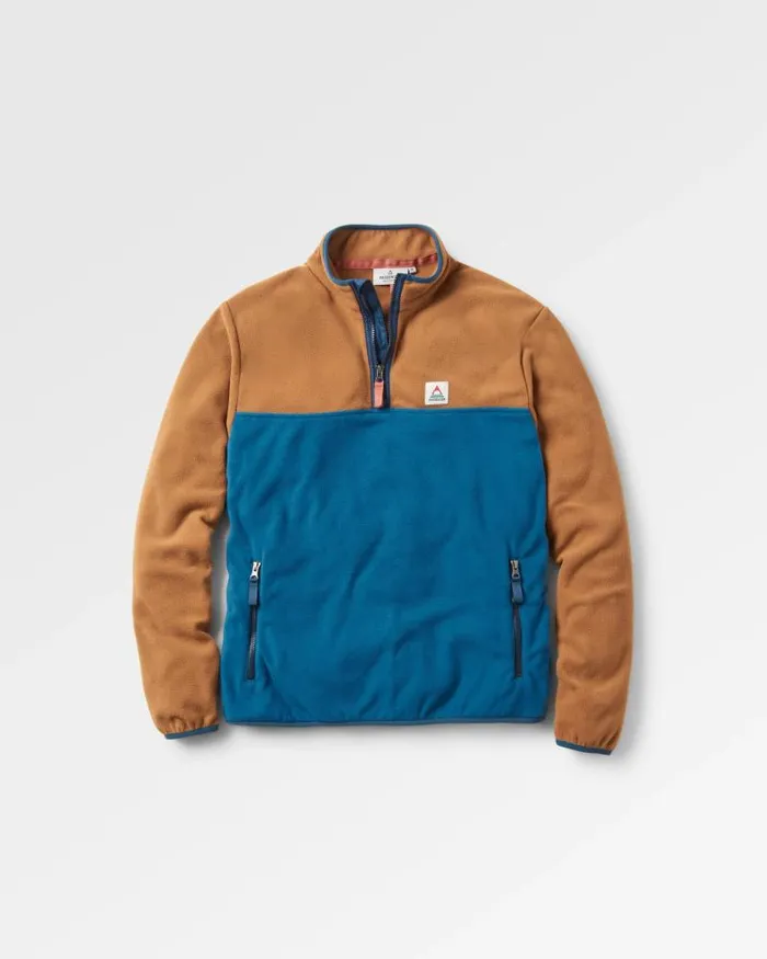 Passenger Tops Set Off Recycled Polar 14 Zip Fleece ToffeeBlue Steel Toffeesteel Blue 8211 Men