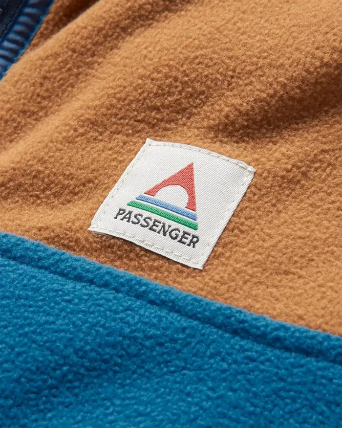 Passenger Tops Set Off Recycled Polar 14 Zip Fleece ToffeeBlue Steel Toffeesteel Blue 8211 Men