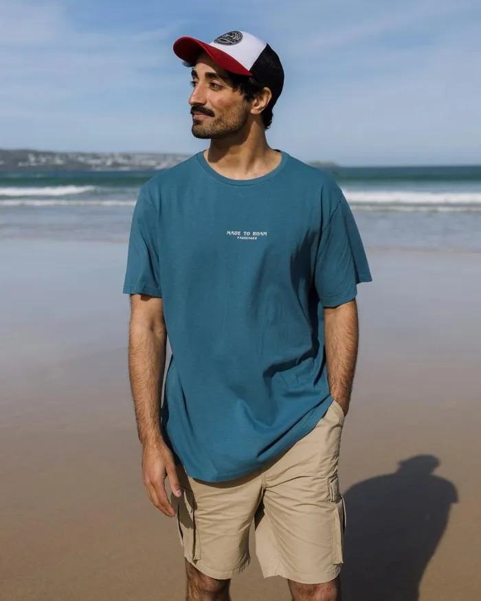 Passenger Tops Sundown Recycled Cotton TShirt Blue Steel Blue Steel 8211 Men