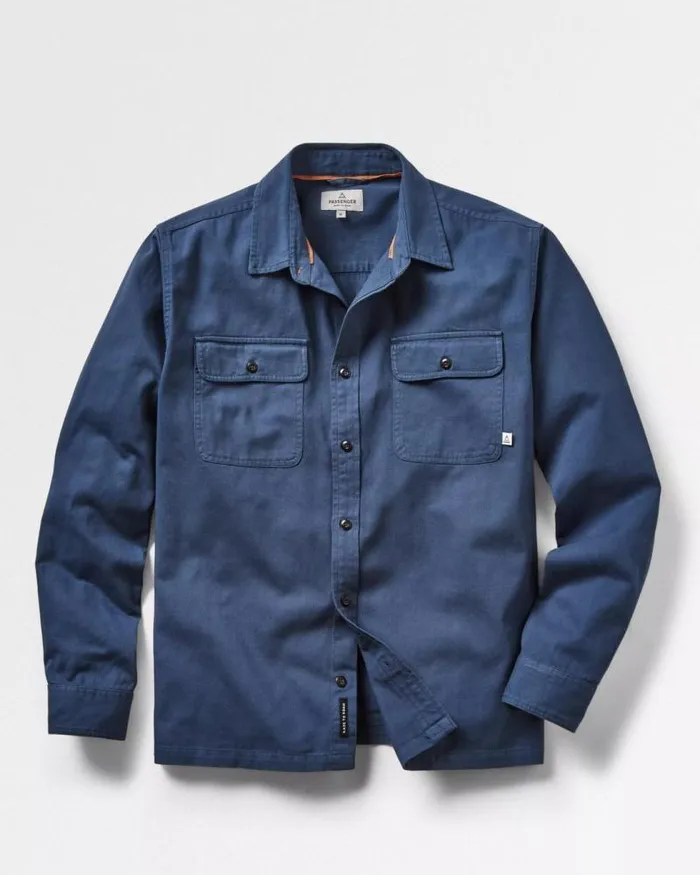 Passenger Tops Vision Organic Cotton Shirt Dark Denim Dark Denim 8211 Men