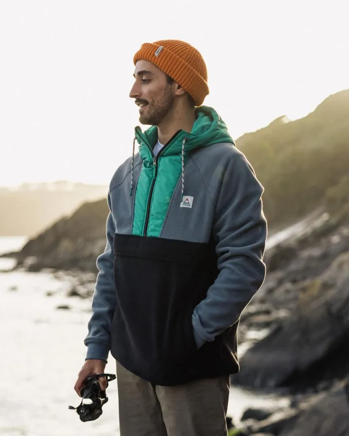 Passenger Tops Woodland Hooded 12 Zip Recycled Polar Fleece Storm Grey Black Storm Grey Black 8211 Men