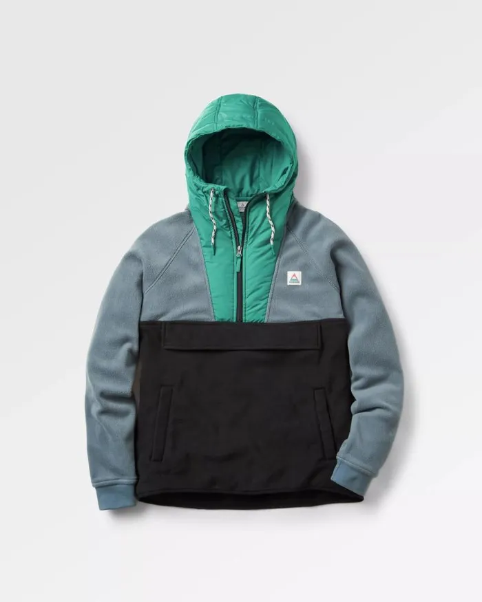 Passenger Tops Woodland Hooded 12 Zip Recycled Polar Fleece Storm Grey Black Storm Grey Black 8211 Men