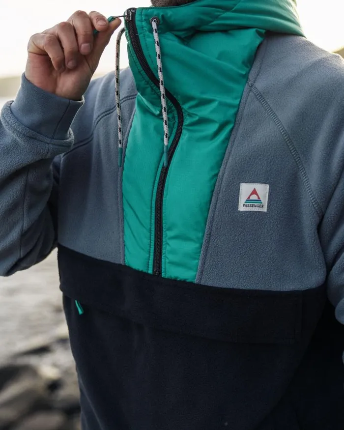 Passenger Tops Woodland Hooded 12 Zip Recycled Polar Fleece Storm Grey Black Storm Grey Black 8211 Men