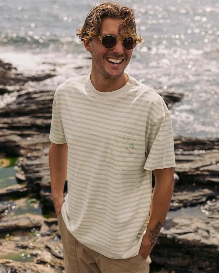 Passenger Tops Zen Recycled Relaxed Fit TShirt Apple Green Stripe Apple Green Stripe 8211 Men Passenger Tops Zen Recycled Relaxed Fit TShirt Apple Green Stripe Apple Green Stripe 8211 Men