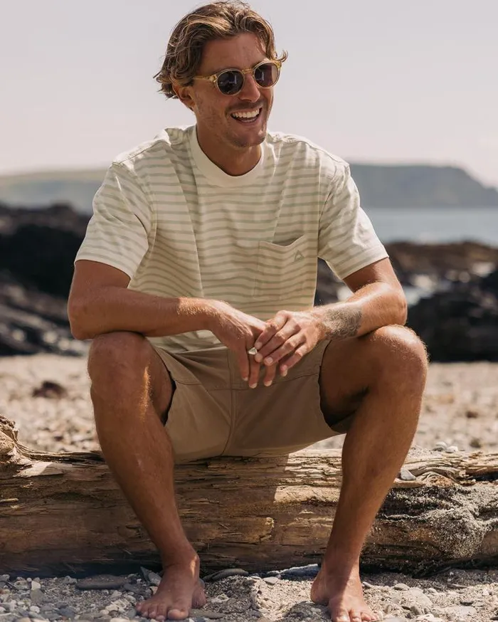 Passenger Tops Zen Recycled Relaxed Fit TShirt Apple Green Stripe Apple Green Stripe 8211 Men