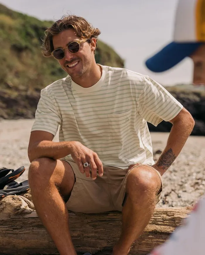 Passenger Tops Zen Recycled Relaxed Fit TShirt Apple Green Stripe Apple Green Stripe 8211 Men