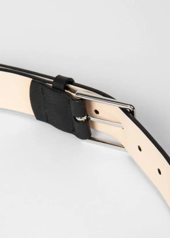 Paul Smith Belts Grained Leather 039Signature Stripe039 Belt Black 8211 Mens