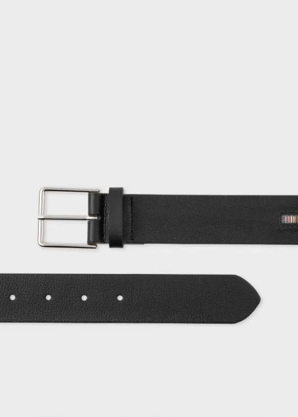 Paul Smith Belts Grained Leather 039Signature Stripe039 Belt Black 8211 Mens