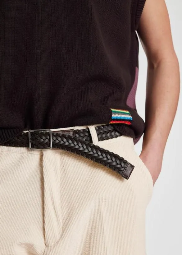 Paul Smith Belts Reversible Plaited Leather Belt Dark Brown 8211 Mens
