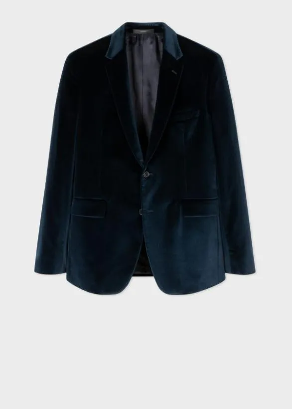 Paul Smith Blazers The Kensington 8211 SlimFit Velvet TwoButton Blazer Navy 8211 Mens Paul Smith Blazers The Kensington 8211 SlimFit Velvet TwoButton Blazer Navy 8211 Mens