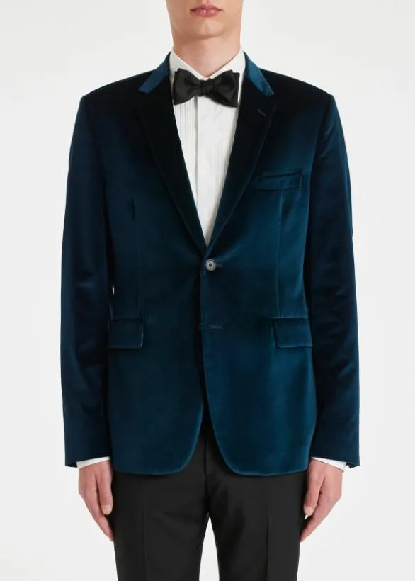 Paul Smith Blazers The Kensington 8211 SlimFit Velvet TwoButton Blazer Navy 8211 Mens