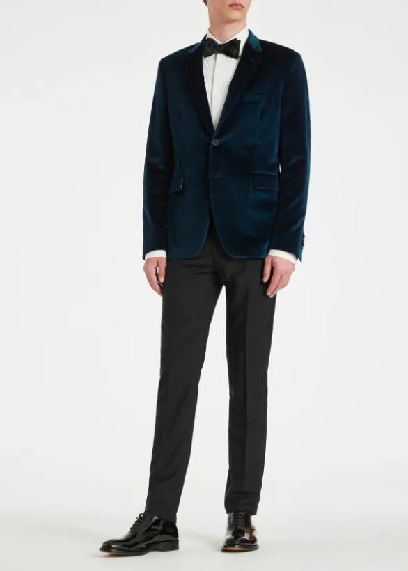 Paul Smith Blazers The Kensington 8211 SlimFit Velvet TwoButton Blazer Navy 8211 Mens