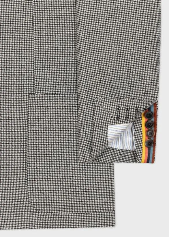 Paul Smith Blazers WoolBlend Houndstooth PatchPocket Blazer Black And White 8211 Mens