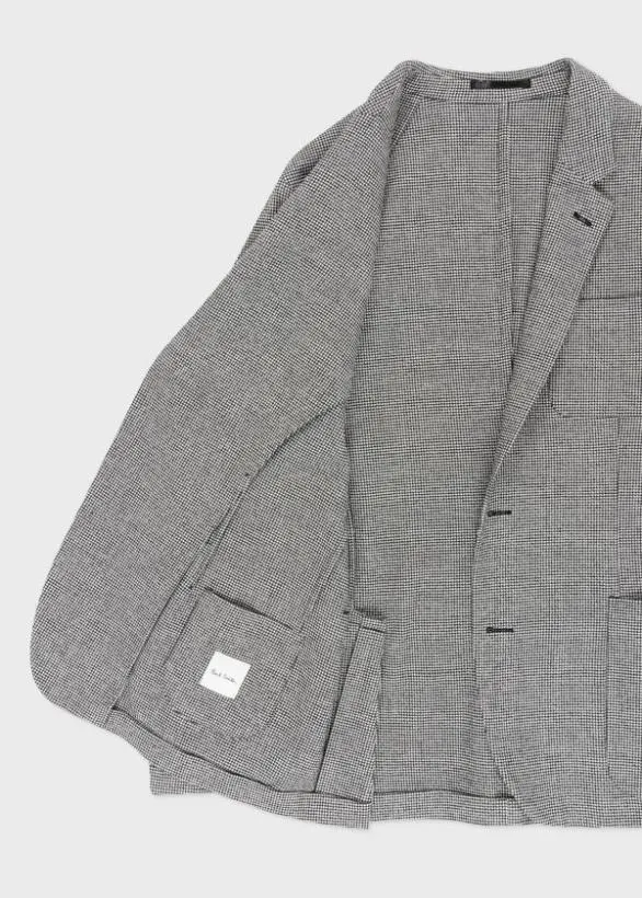 Paul Smith Blazers WoolBlend Houndstooth PatchPocket Blazer Black And White 8211 Mens
