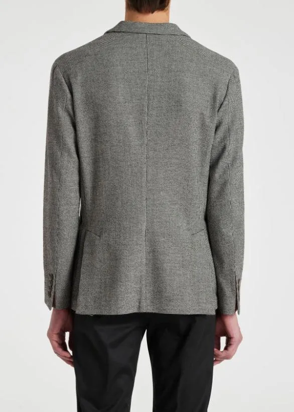Paul Smith Blazers WoolBlend Houndstooth PatchPocket Blazer Black And White 8211 Mens