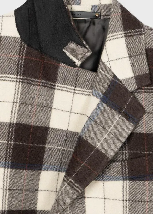 Paul Smith Coats and Jackets Buffalo Check Wool Overcoat White 8211 Mens