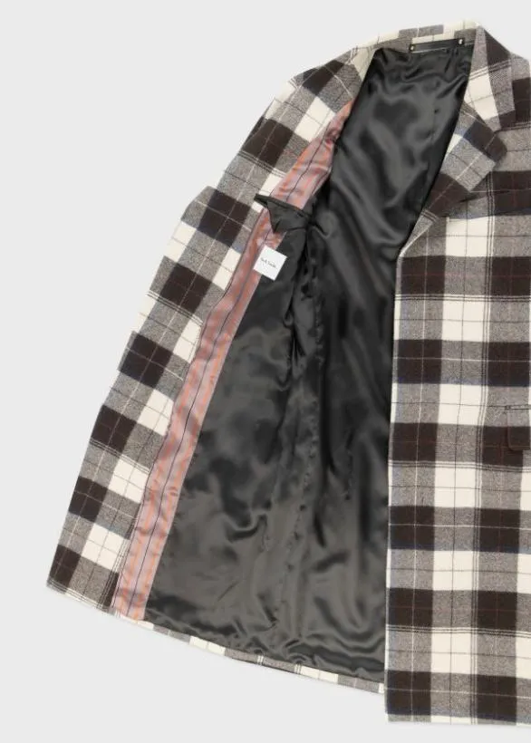 Paul Smith Coats and Jackets Buffalo Check Wool Overcoat White 8211 Mens