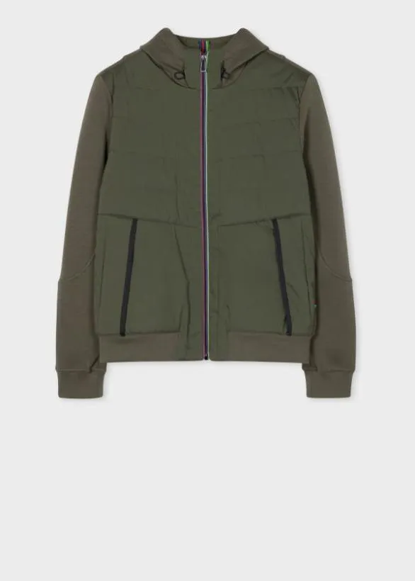 Paul Smith Coats and Jackets Mixed Media Jacket With 039Sports Stripe039 Trim Olive 8211 Mens