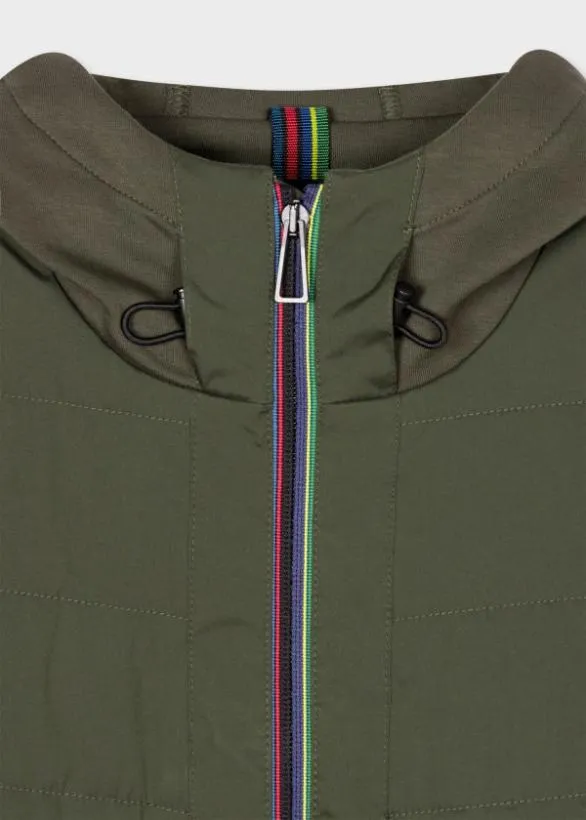 Paul Smith Coats and Jackets Mixed Media Jacket With 039Sports Stripe039 Trim Olive 8211 Mens