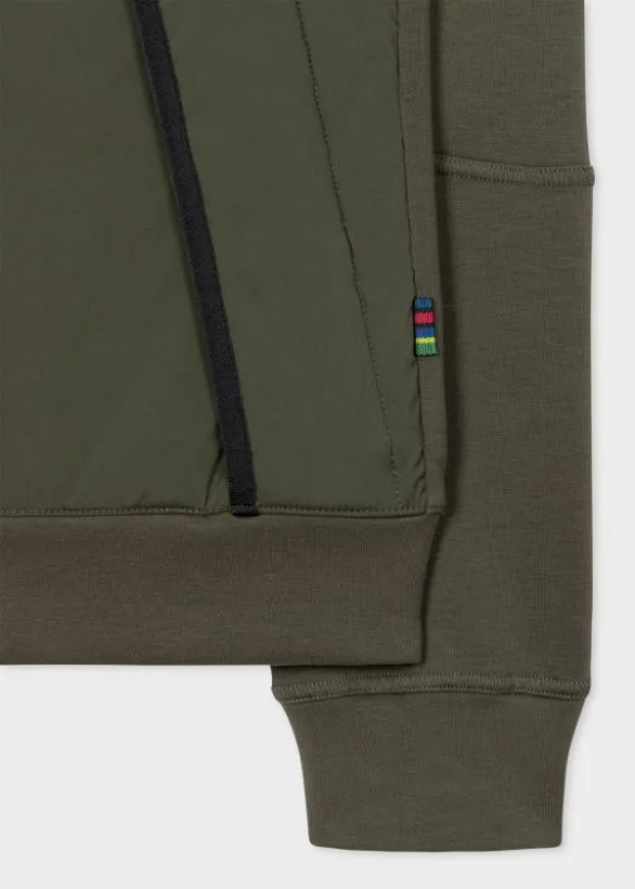 Paul Smith Coats and Jackets Mixed Media Jacket With 039Sports Stripe039 Trim Olive 8211 Mens