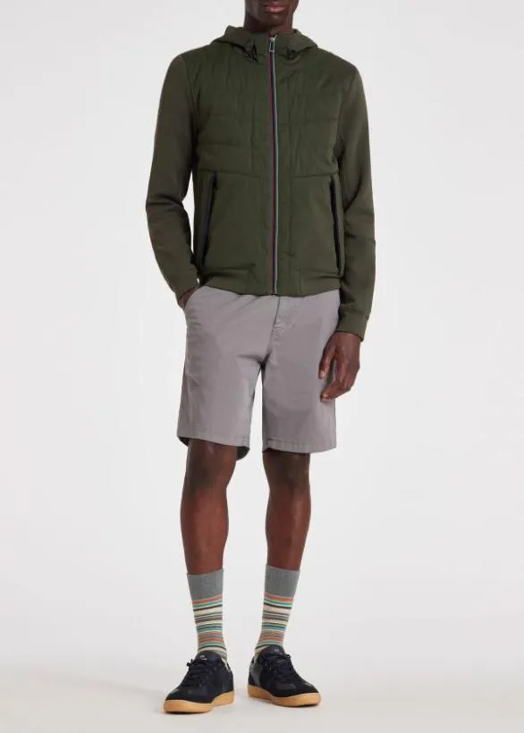 Paul Smith Coats and Jackets Mixed Media Jacket With 039Sports Stripe039 Trim Olive 8211 Mens