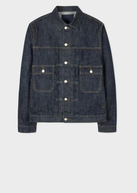 Paul Smith Coats and Jackets Pleated Selvedge Denim Jacket Indigo 8211 Mens