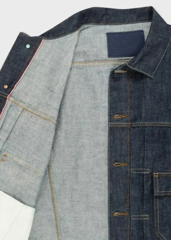 Paul Smith Coats and Jackets Pleated Selvedge Denim Jacket Indigo 8211 Mens