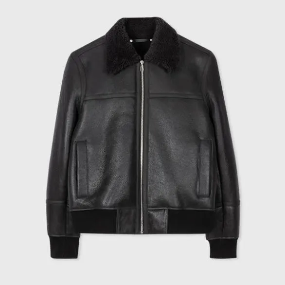 Paul Smith Coats and Jackets Sheepskin Shearling Jacket Black 8211 Mens