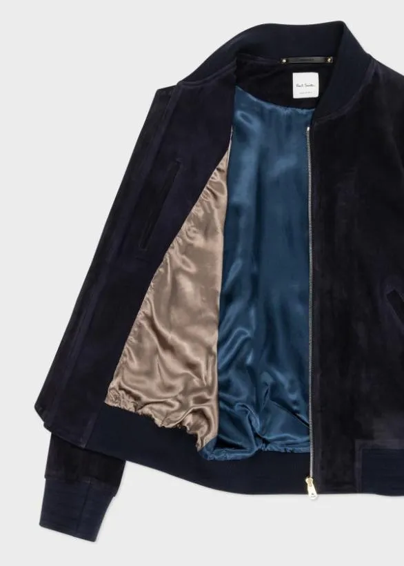 Paul Smith Coats and Jackets Suede Bomber Jacket Dark Navy 8211 Mens