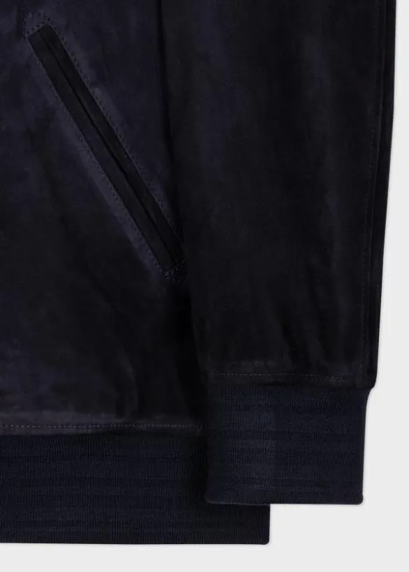 Paul Smith Coats and Jackets Suede Bomber Jacket Dark Navy 8211 Mens