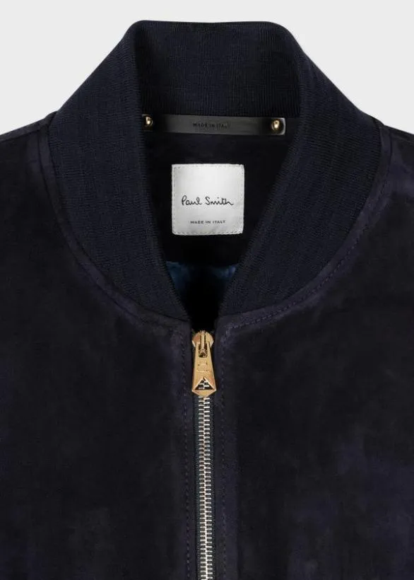 Paul Smith Coats and Jackets Suede Bomber Jacket Dark Navy 8211 Mens