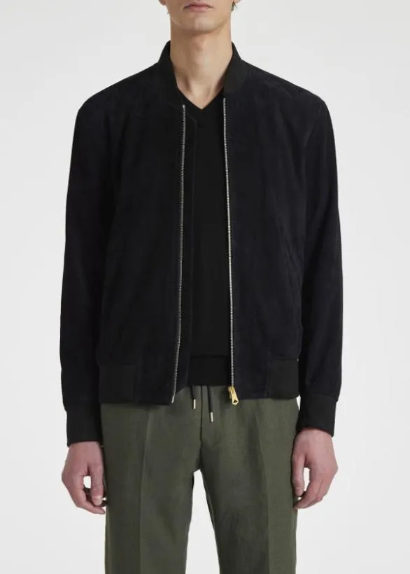 Paul Smith Coats and Jackets Suede Bomber Jacket Dark Navy 8211 Mens