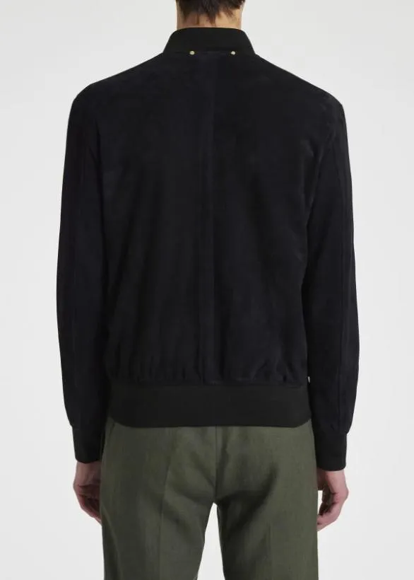 Paul Smith Coats and Jackets Suede Bomber Jacket Dark Navy 8211 Mens