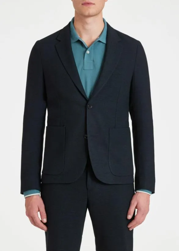 Paul Smith Coats and Jackets Textured WoolBlend Blazer Navy 8211 Mens