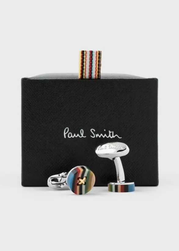 Paul Smith Cufflinks 039Signature Stripe039 Button Cufflinks Signature Stripe 8211 Mens