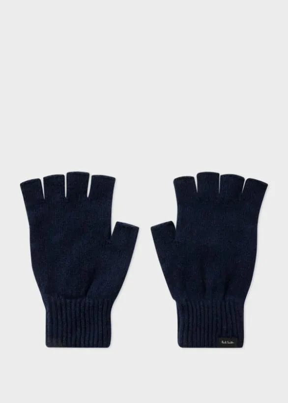 Paul Smith Hats and Gloves CashmereBlend Fingerless Gloves Navy 8211 Mens