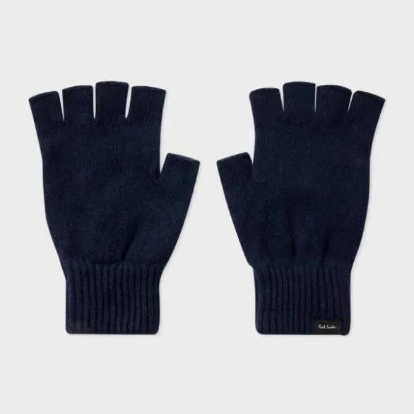 Paul Smith Hats and Gloves CashmereBlend Fingerless Gloves Navy 8211 Mens
