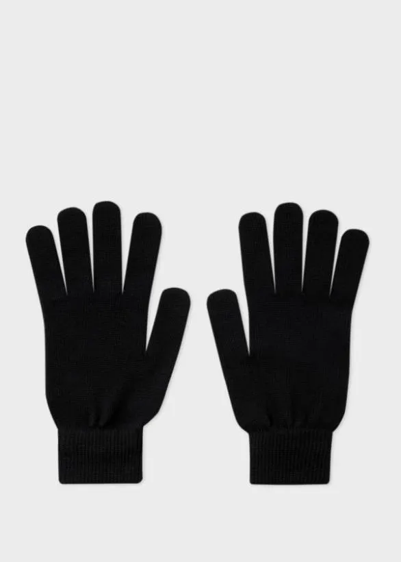 Paul Smith Hats and Gloves Zebra Logo Wool Gloves Black 8211 Mens