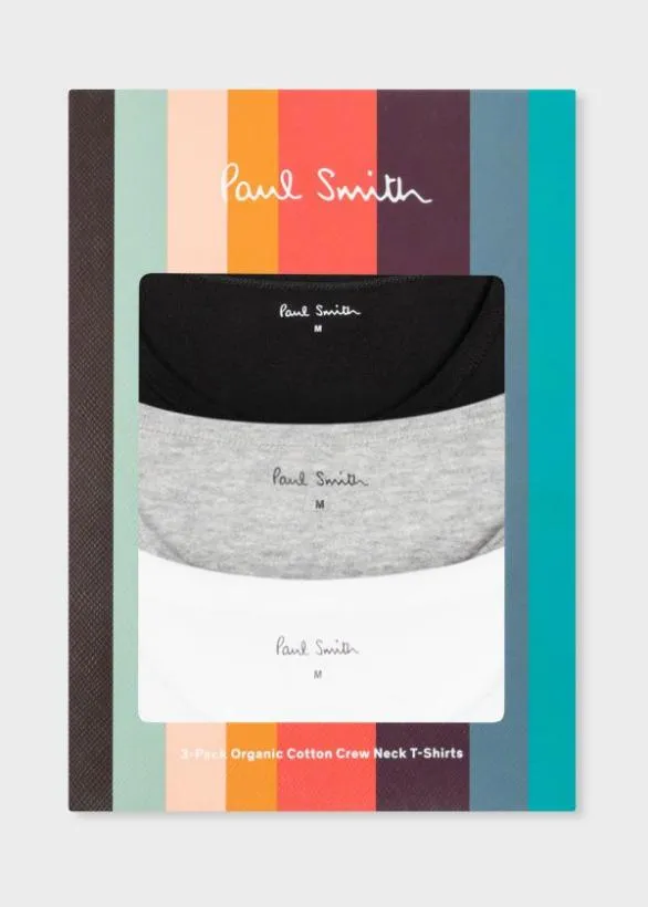 Paul Smith Loungewear Logo Organic Cotton Lounge TShirts Three Pack Multicolour 8211 Mens