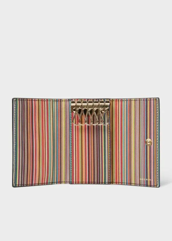 Paul Smith Monogrammed Gifts Leather 039Signature Stripe039 Interior Key Case Black 8211 Mens