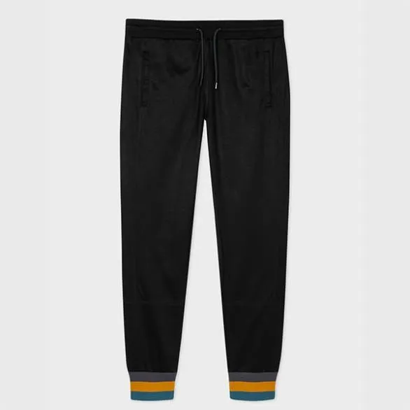 Paul Smith Pants CottonBlend Stripe Cuff Sweatpants Black 8211 Mens